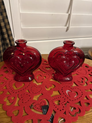 Vintage Red Triple Heart Small Vase - Sold Separately-RCD