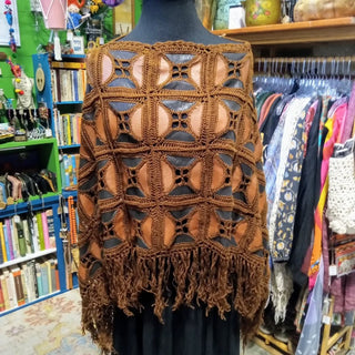 MW Crochet and Leather Poncho|83572
