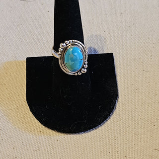 .925 blue mountain turquoise ring sz  adjustable|89097