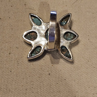 Sterling 7 stone kingmn turquoise ring sz 9.25