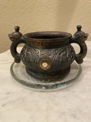 Vtg Bronze Chinese ritual vessel -rcd