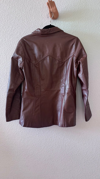 70s brown leather jacket blazer Miss Simone vintage MTS|119735