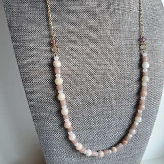 bri.craftique - Pink Opal & Glass Beaded Necklace (BRI) - MTS|130138