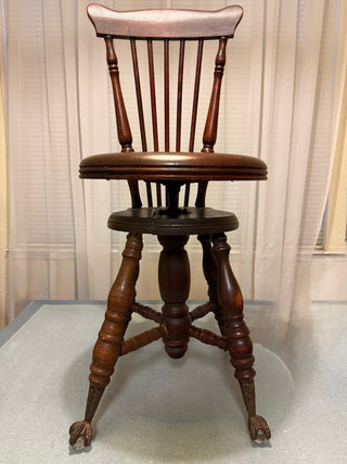 Antique 1900's Adjustable claw foot piano chair/stool RSV|89407