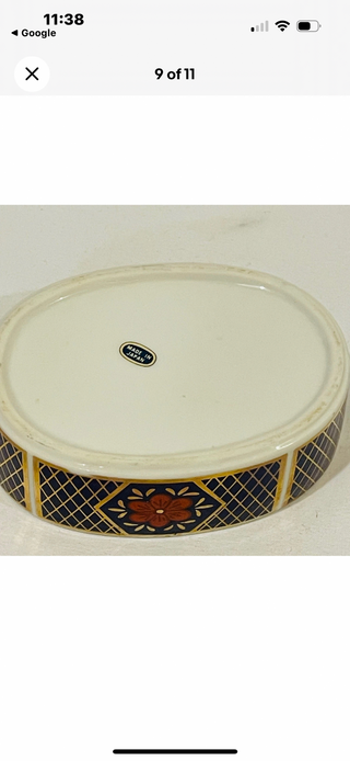 Vintage Takahashi Porcelain Cat Jewelry Trinket Box Blue Gold #62 VV MTS|69080