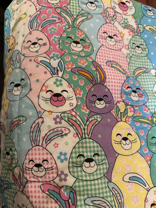 Multi- colored Easter Bunny quilt / small blanket   41 X 33" #62 VV MTS