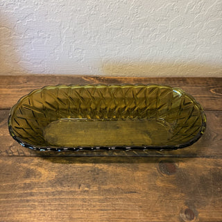 Vtg Indiana Glass Avocado Green Relish Dish MTS|125378