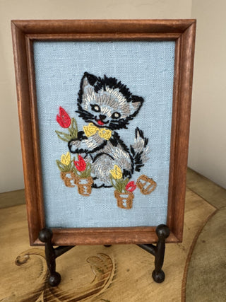 AJ - Handstitched Kitten Framed Art MTS|81139