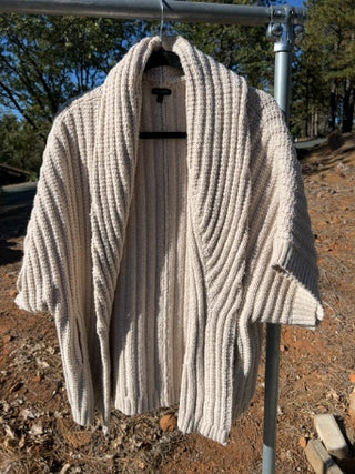Talbots open-front, ribbed shawl-collar knit cardigan Size S