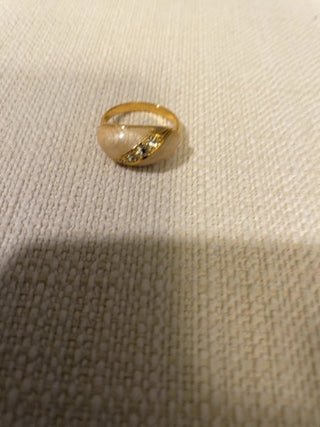 Vintage 1970s Polished Enamel Goldtone Cabochon Ring Sz 7.75 Ring