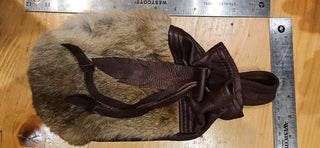 Leather/rabbit fur belt pouch, Renaissance fairs, RSV
