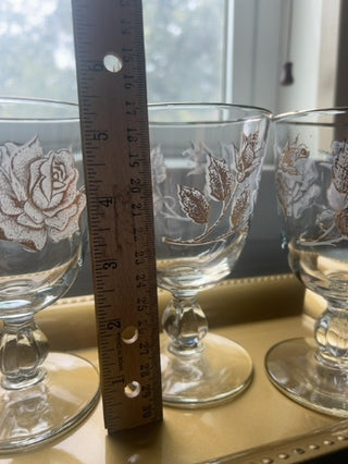 Vintage Libby Rose Bouquet Water/Wine Goblets