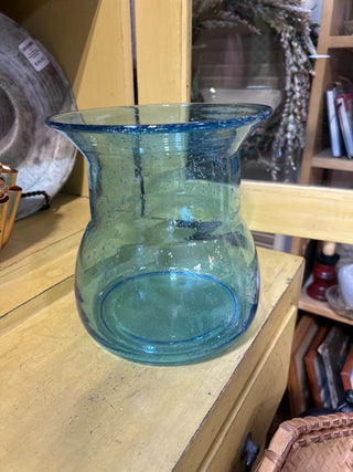 12F Art Glass Controlled Bubbles Blue Vase/Candleholder MTS|70870
