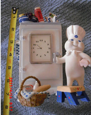 #62 VV Vintage Pillsbury Doughboy Danbury Mint Pillsbury Doughboy Clock works baking time figurine refrigerator MTS|59239