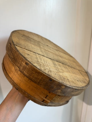 Primitive Wooden Chhese Round Box