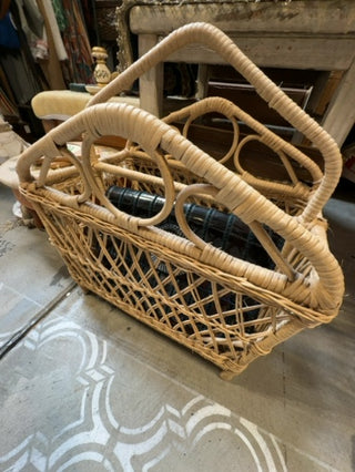 Vintage Rattan Natural Magazine Rack