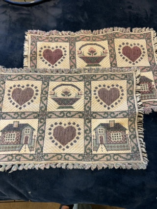 JP  SET OF 6 vintage Park B Smith home sweet home  Placemats mulberry/true navy
