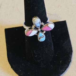 .925 cotton candy dahlia turquoise ring sz 8|89302