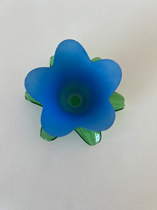 Frosted blue glass tulip votive holder RSV