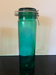 #2938 Green Glass Cannister 13"H  RSV