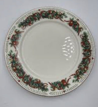Christmas Plate 10.5" With Ribbons and fruit leaf Border #63 VV MTS|125819
