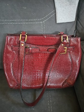 Etienne Aigner Croc Embossed Leather Alligator Bag Red
