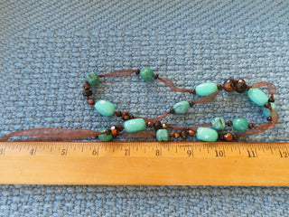 Faux turquoise necklace on ribbon RCD|73506