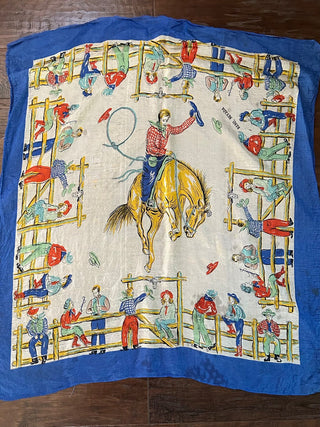 Vintage Bucking Bronco Reno, Nevada Souvenir Scarf     MTS