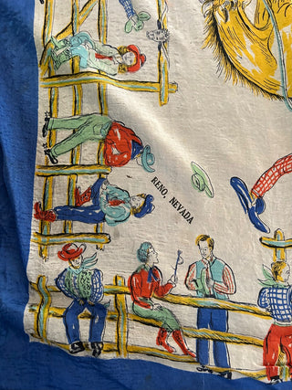 Vintage Bucking Bronco Reno, Nevada Souvenir Scarf     MTS
