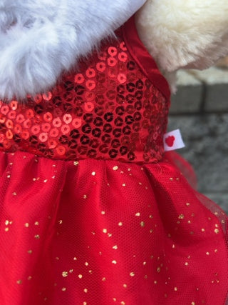 Build-A-Bear Workshop 2019 11in Cream Bear Holiday Dress