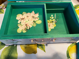 Custom Designed Pink Floral Footed Jewelry Box RSV|96583