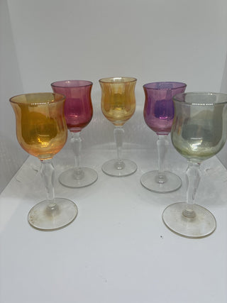 Set of 5 Vintage Jewel-Tone Cordial Glasses|163024