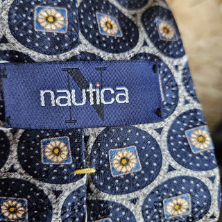 Men's - Vintage Nautica - Blue/Gray/Brown Geometric Necktie (BRI) - MTS|143142