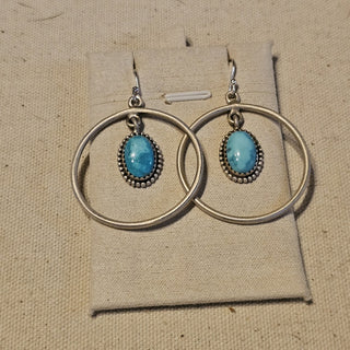 .925 sky blue turquoise hoop earrings|89662