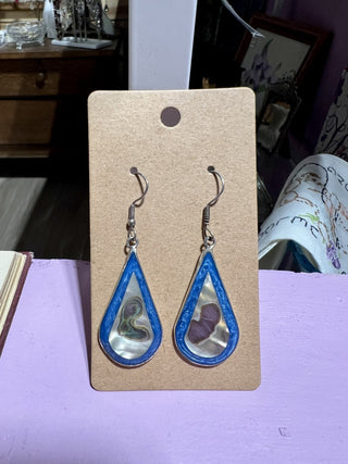 Mexican Silver Blue Shell Earrings MTS