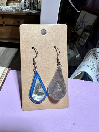 Mexican Silver Blue Shell Earrings MTS