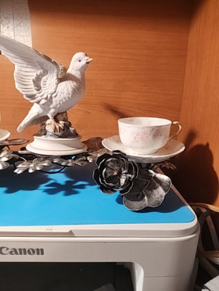 Table top dove bird bath bird feeder