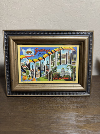 Framed Vintage Sacramento Linen Postcard RCD|100718