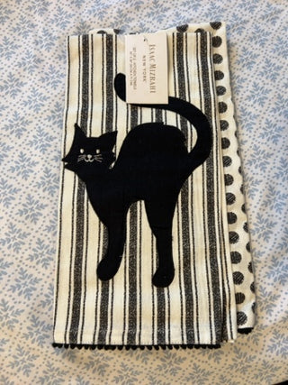 JP NEW SET OF 2 Isaac Mizrahi Black Cat Kitchen Towels RSV