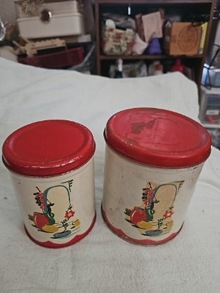 AD 1950's Peoria Metal Specialty Co Kitchen Canisters set of two