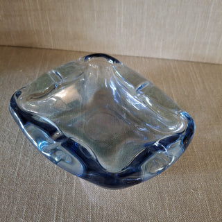 Heavy Blue Iridescent Art Glass Ashtray|66215