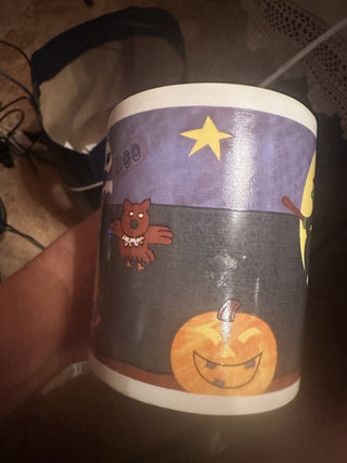 Vintage WCL Halloween Witch On Broom +Pumpkin+Bats + Black Cats + Trick Treaters Mug #62 VV MTS