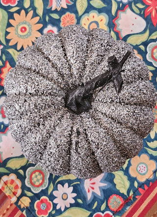 Silver Glitter pumpkin, 8" round, RSV|104551