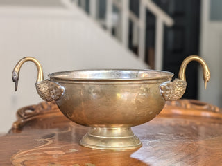 Brass Swan Handle Pedestal Compote Bowl
