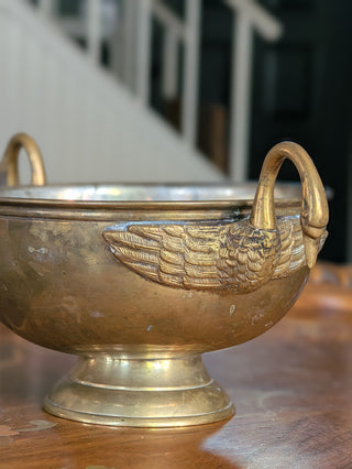Brass Swan Handle Pedestal Compote Bowl
