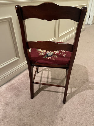 Antique Side Chair w/ Floral Needlepoint Seat--SP RCD