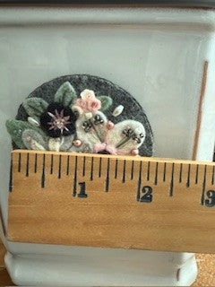 Handmade felt and embroidered floral brooch