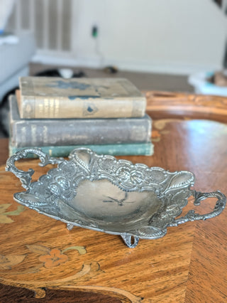 Vintage Studio Silversmiths Silver Plated Rose Trinket Dish Tray