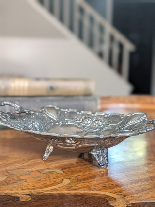 Vintage Studio Silversmiths Silver Plated Rose Trinket Dish Tray