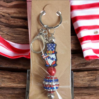 Beaded Bar Keychain/Bag Tag: Patriotic Gnome RSV|83942
